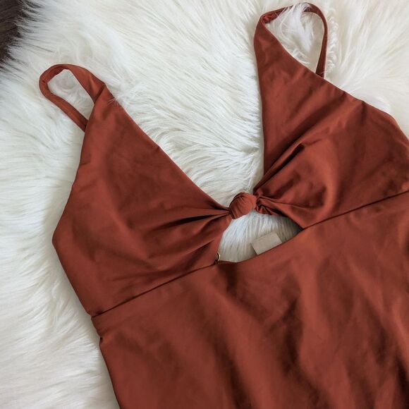 Tory Burch Palma Cutout Swimsuit Desert Spice Brown Orange M Medium - Picture 4 of 7